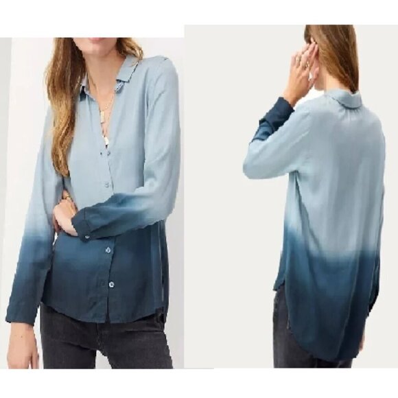 NWOT Anthropologie Cloth & Stone Tayla Dip Dye Button Down Shirt Size XS - Picture 1 of 6